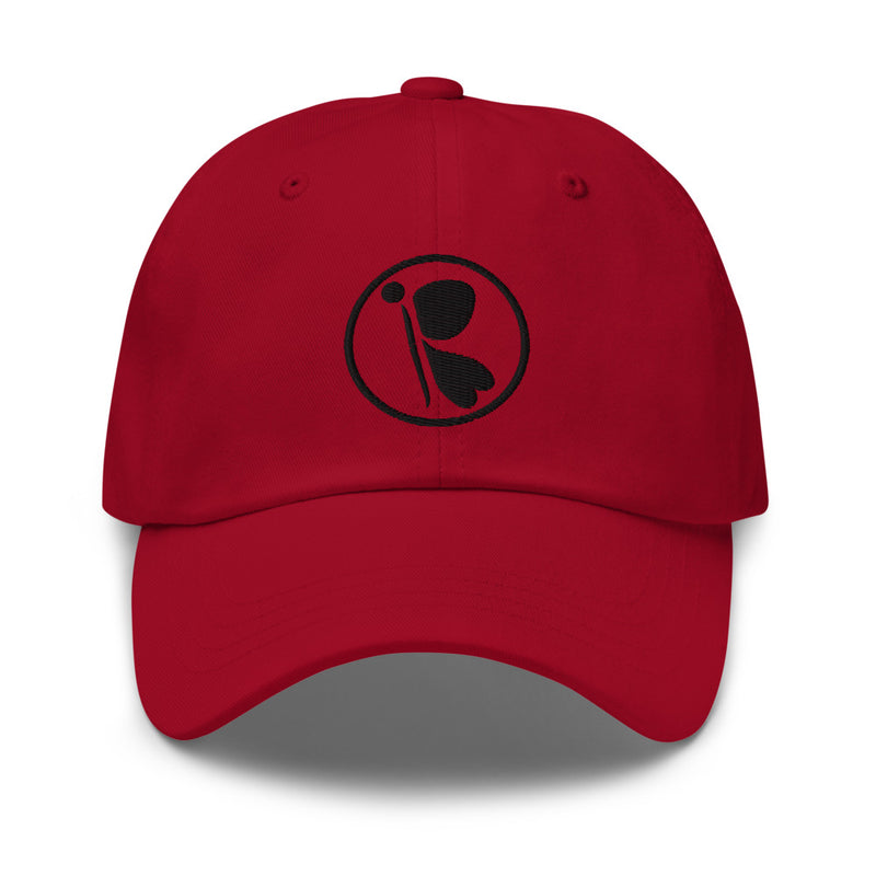 RedButterfly Red Hat has a low profile with an adjustable strap and curved visor.  - 100% chino cotton twill - Unstructured, 6-panel, low-profile - 6 embroidered eyelets