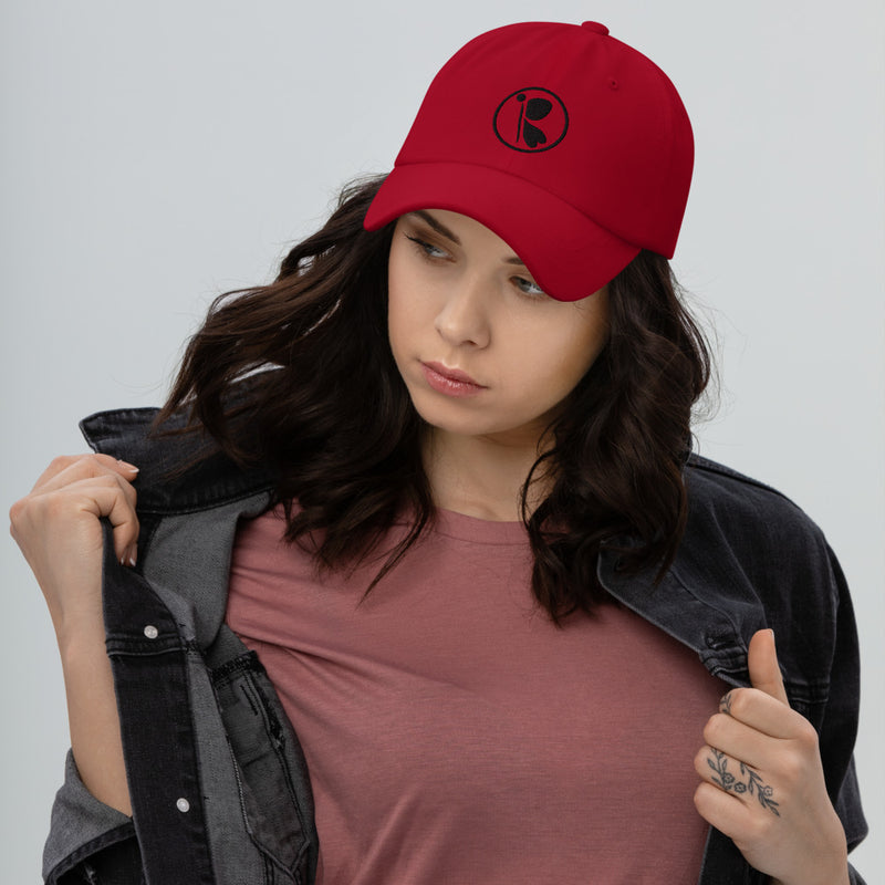 RedButterfly Red Hat has a low profile with an adjustable strap and curved visor.  - 100% chino cotton twill - Unstructured, 6-panel, low-profile - 6 embroidered eyelets