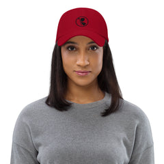 RedButterfly Red Hat has a low profile with an adjustable strap and curved visor.  - 100% chino cotton twill - Unstructured, 6-panel, low-profile - 6 embroidered eyelets