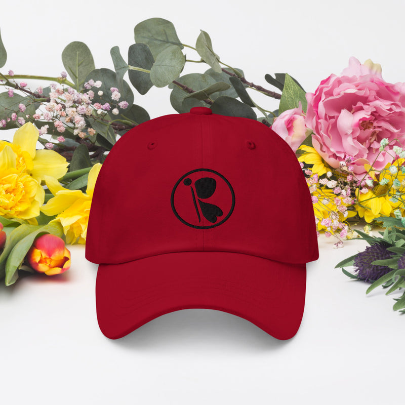 RedButterfly Red Hat has a low profile with an adjustable strap and curved visor.  - 100% chino cotton twill - Unstructured, 6-panel, low-profile - 6 embroidered eyelets