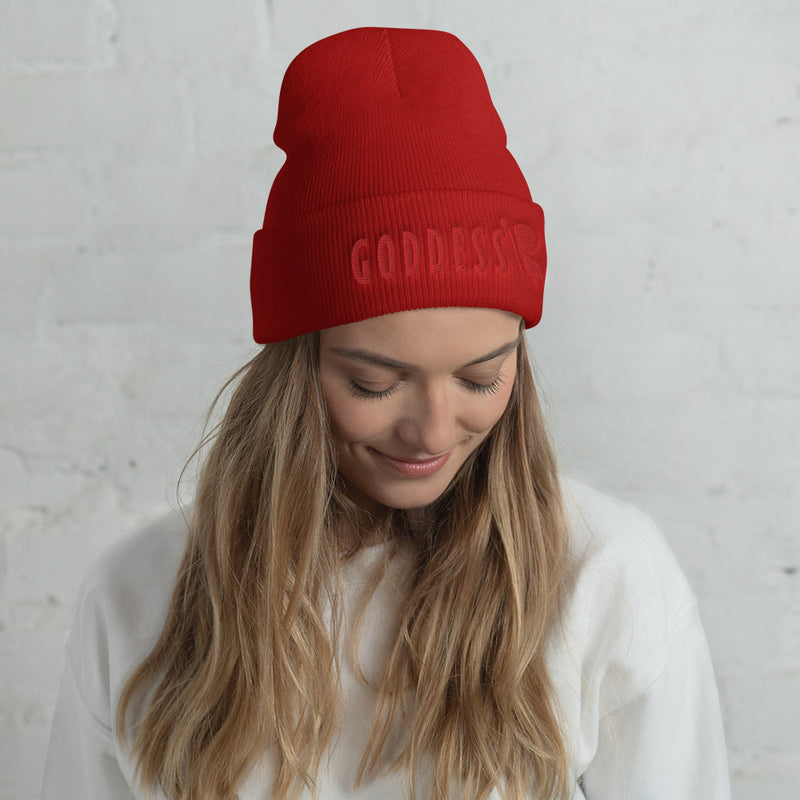 RedButterfly Red Cuffed Beanie