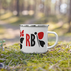 RedButterfly by Omaris enamel mug. Gift for her