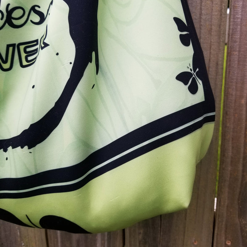 This Goddess Mint Tote is for you! - Tote made from soft neoprene fabric, 92% polyester, 5 spandex. - Goddess word translated in some languages. - Easy adjustable 44" strap - Strong metal hardware and professional bar tacking - Monochromatic watercolor butterflies on fabric - Exclusive design by RedButterfly by Omaris 