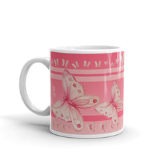 redbutterfly by omaris, breast cancer awareness, mug, pink mug, gift ideas, gifts under $25