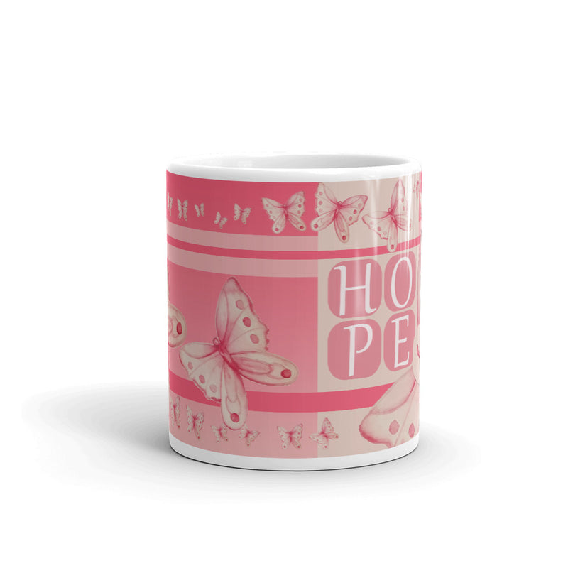 redbutterfly by omaris, breast cancer awareness, mug, pink mug, gift ideas, gifts under $25