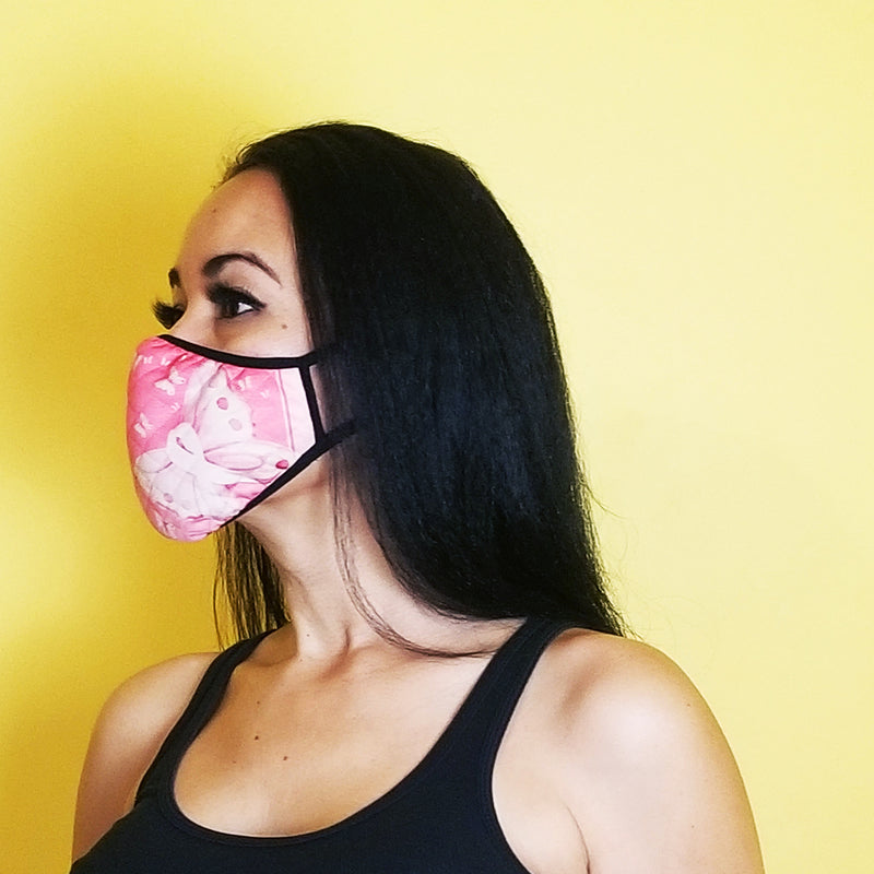 redbutterfly by omaris, face mask, face covering, breast cancer awareness