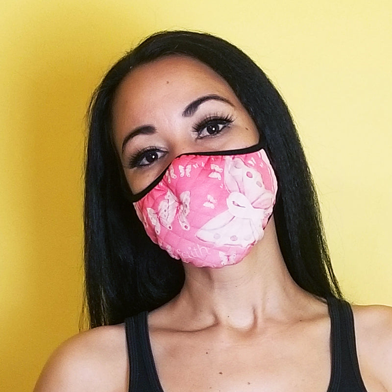 redbutterfly by omaris, face mask, face covering, breast cancer awareness