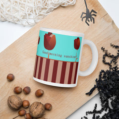 Start your day with a positive thought. Enjoy your coffee or your favorite drink from this original mug. Good morning Sunshine and enjoy your day!  - Ceramic - 11 oz mug dimensions: 3.85″ (9.8 cm) in height, 3.35″ (8.5 cm) in diameter - Dishwasher and microwave safe - Glossy - Exclusive design by RedButterfly by Omaris