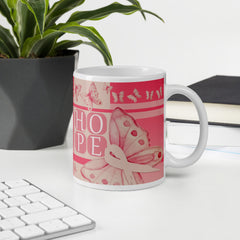 redbutterfly by omaris, pink mug, cancer awareness 