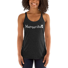 This racerback tank is soft, lightweight, and form-fitting with a flattering cut and raw edge seams for an edgy touch.  - 50% polyester, 25% combed ring-spun cotton, 25% rayon - Fabric is laundered to reduce shrinkage - Raw edge seams