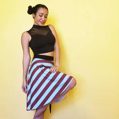 RedBlossom Stripe Wrap Skirt.  The full circle printed wrap skirt is designed to fill all the beautiful curves. Very comfy and unique style. One size skirt. by RedButterfly by Omaris